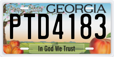 GA license plate PTD4183