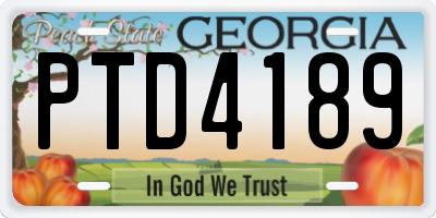 GA license plate PTD4189