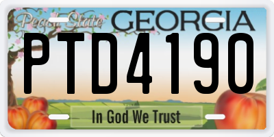 GA license plate PTD4190