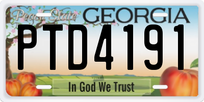 GA license plate PTD4191