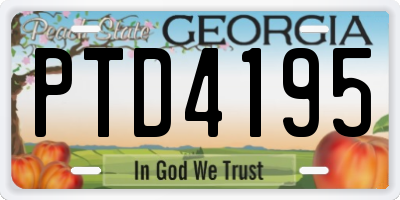 GA license plate PTD4195