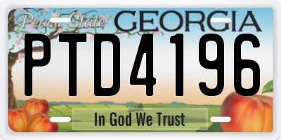 GA license plate PTD4196