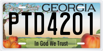 GA license plate PTD4201