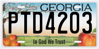 GA license plate PTD4203