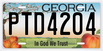 GA license plate PTD4204