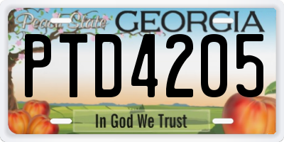 GA license plate PTD4205
