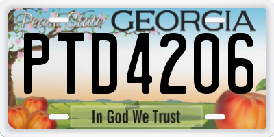 GA license plate PTD4206
