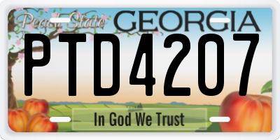 GA license plate PTD4207