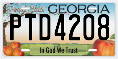 GA license plate PTD4208