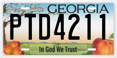 GA license plate PTD4211