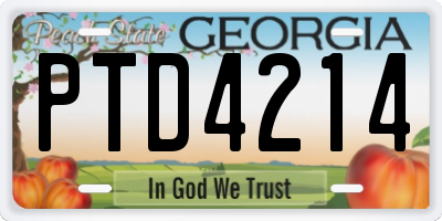 GA license plate PTD4214