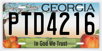 GA license plate PTD4216