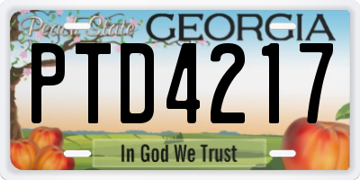 GA license plate PTD4217