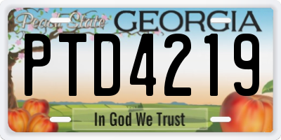 GA license plate PTD4219