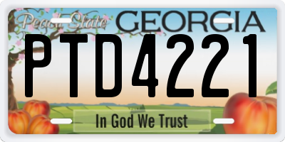 GA license plate PTD4221