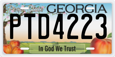 GA license plate PTD4223