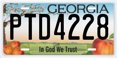 GA license plate PTD4228