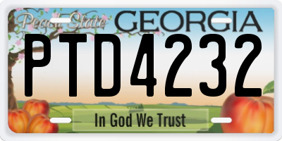 GA license plate PTD4232