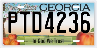 GA license plate PTD4236