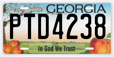 GA license plate PTD4238