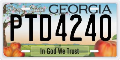 GA license plate PTD4240