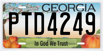 GA license plate PTD4249