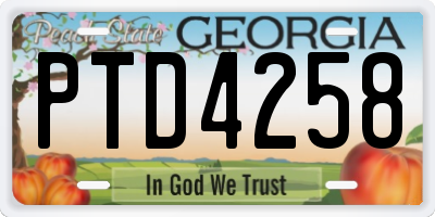GA license plate PTD4258