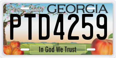 GA license plate PTD4259