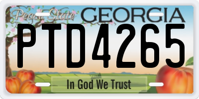 GA license plate PTD4265