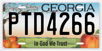 GA license plate PTD4266