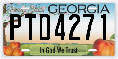 GA license plate PTD4271