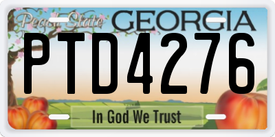 GA license plate PTD4276