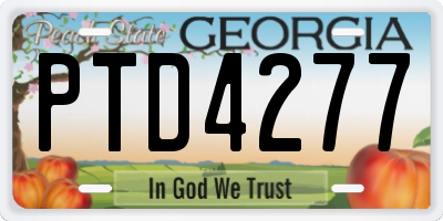 GA license plate PTD4277