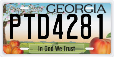 GA license plate PTD4281