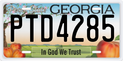 GA license plate PTD4285