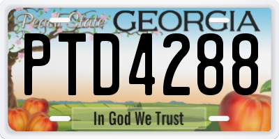 GA license plate PTD4288