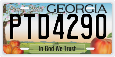 GA license plate PTD4290