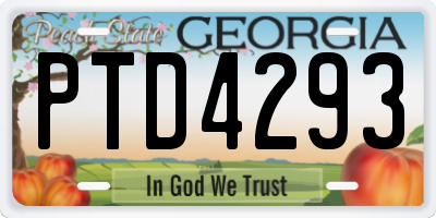 GA license plate PTD4293