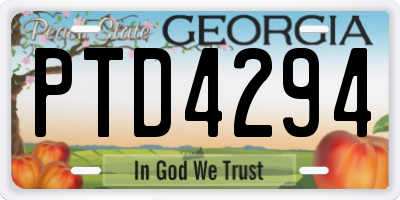 GA license plate PTD4294