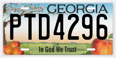 GA license plate PTD4296
