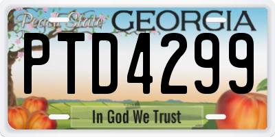 GA license plate PTD4299