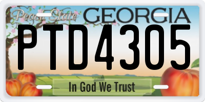 GA license plate PTD4305
