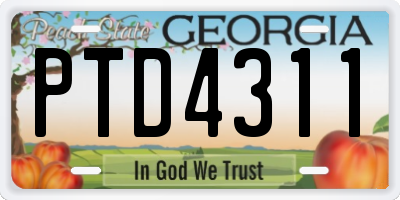 GA license plate PTD4311