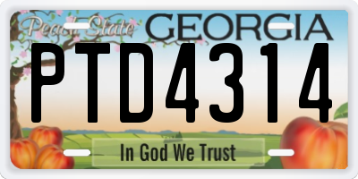 GA license plate PTD4314
