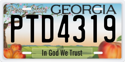 GA license plate PTD4319