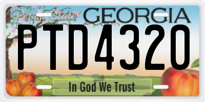 GA license plate PTD4320