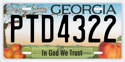 GA license plate PTD4322