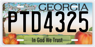 GA license plate PTD4325