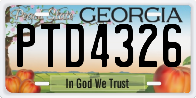 GA license plate PTD4326