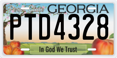 GA license plate PTD4328